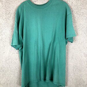 VTG 90s Hanes Size Large Single Stitch short Sleeve Tee Teal Green Grunge faded